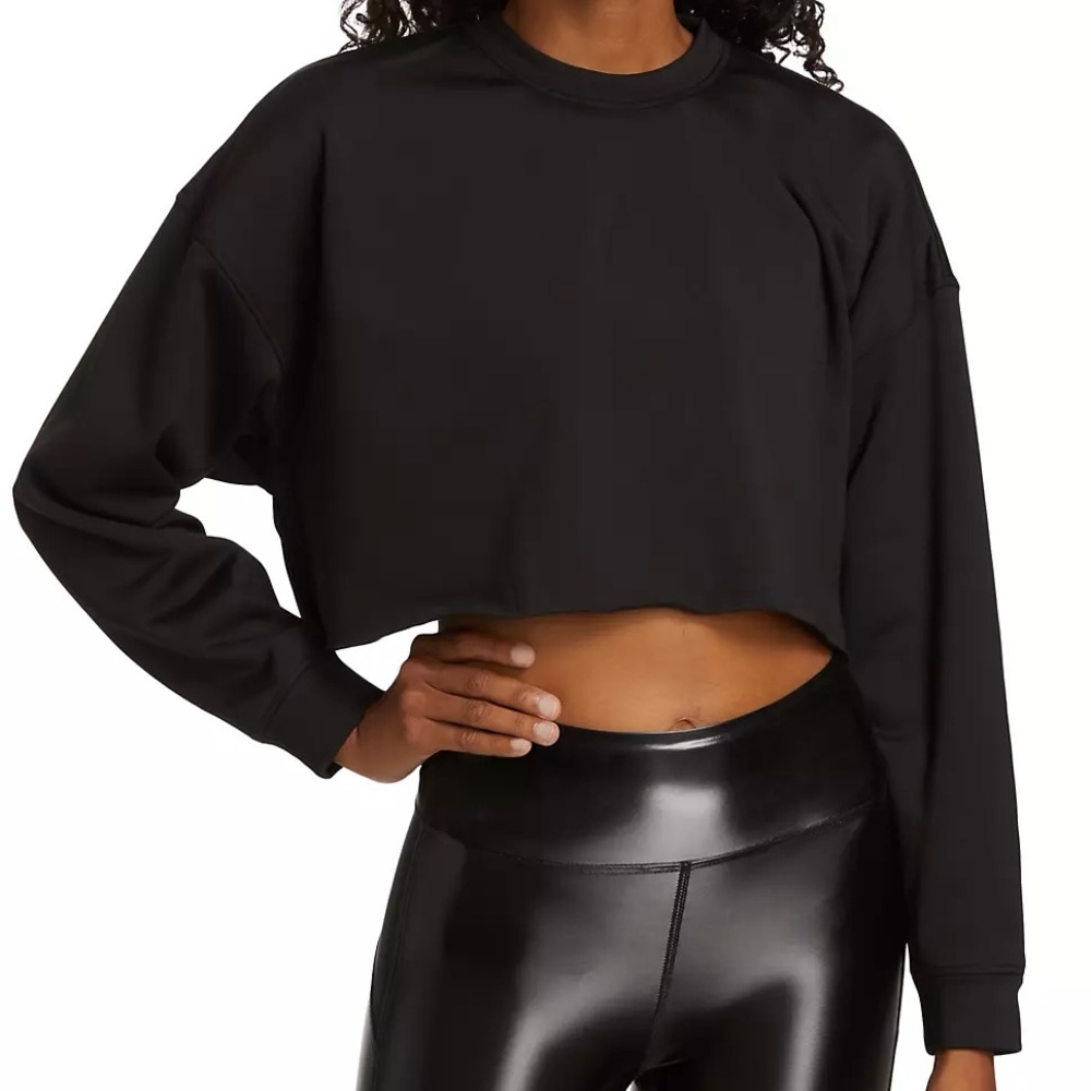 4/$25 WeWoreWhat Cropped Crewneck Sweatshirt in Black sz Medium Activewear Soft